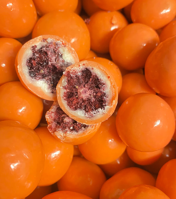 Gevriesdroogde Frambozen met chocolade 100 gram