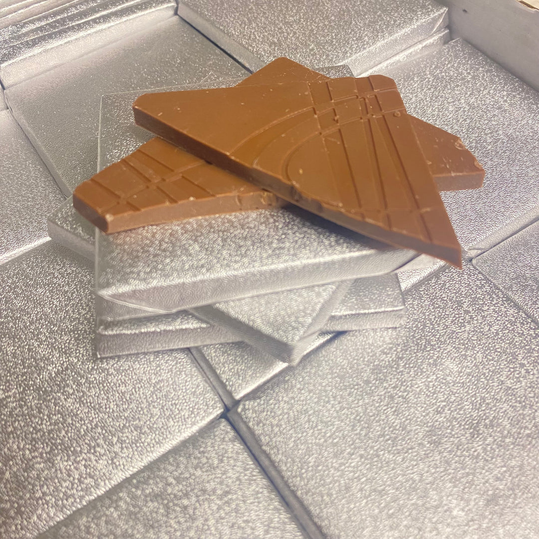 Chocolate decoratie vierkant zilver
